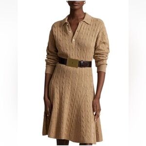 Polo by Ralph Lauren Tan Ribbed Sweater Dress